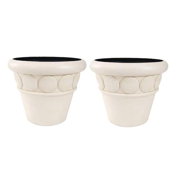 MPG 32 in. Dia Aged White Composite Commercial Planter (2-Pack)