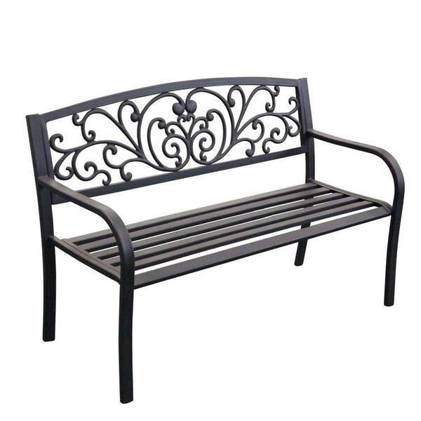 Jeco 50 in. Scroll Curved Back Steel Park Bench