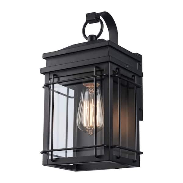 Hampton Bay Broward 13 in. 1-Light Black Outdoor Hardwired