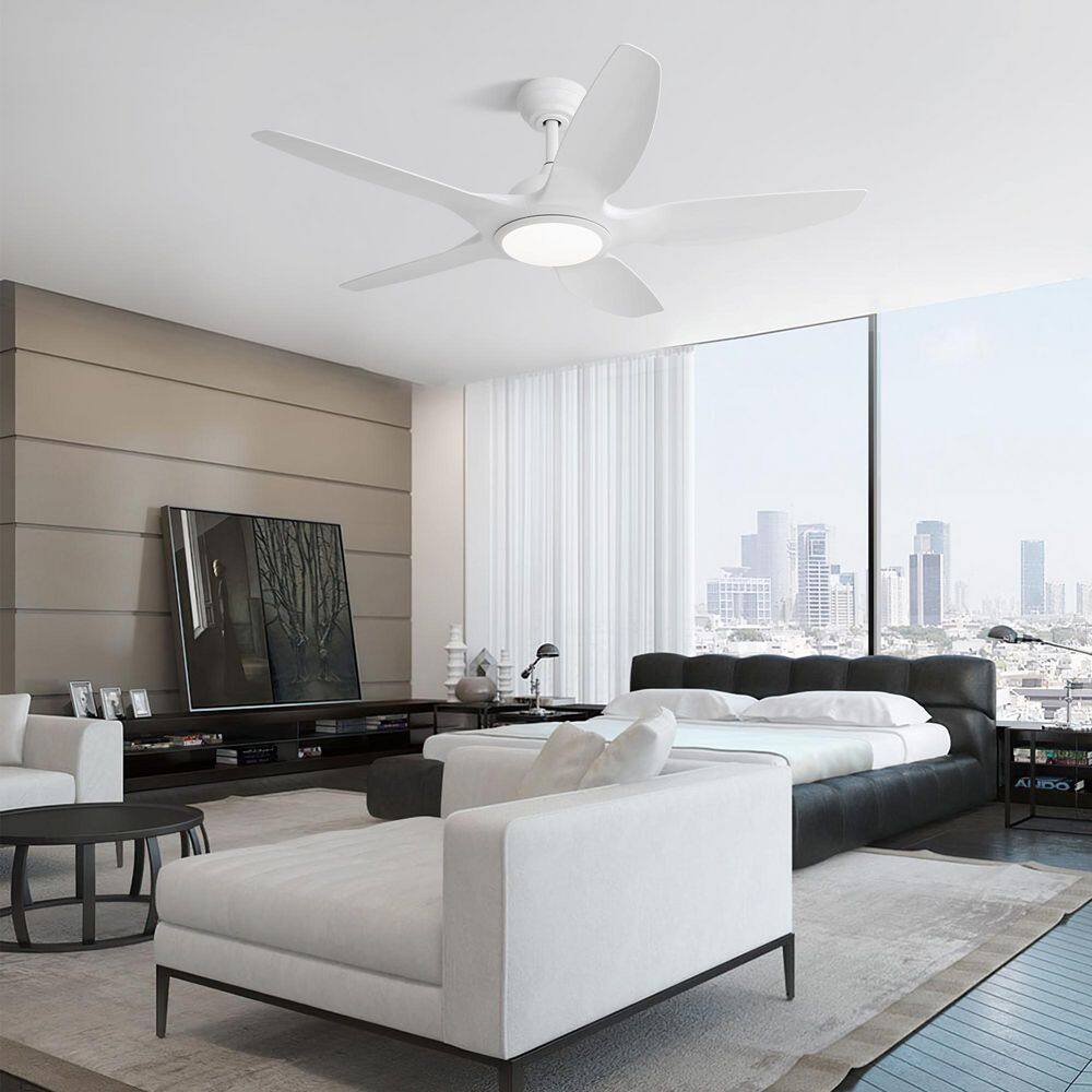 48 in. Modern White Indoor 6-Speed ABS White Blades 3-Size Downrod Mount Ceiling Fan with 3-Color Dimmable Light price history on PriceWatchPro
