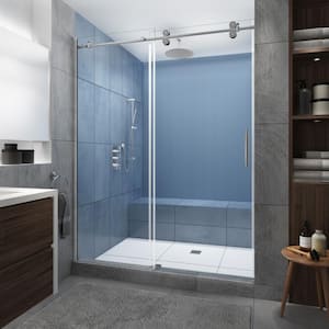 Langham XL 56 in. - 60 in. x 80 in. Frameless Sliding Shower Door w/ StarCast Clear Glass in Polished Chrome Right Hand