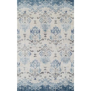 Provincial 11 Blue 3 ft. 3 in. x 5 ft. 3 in. French Damask Area Rug