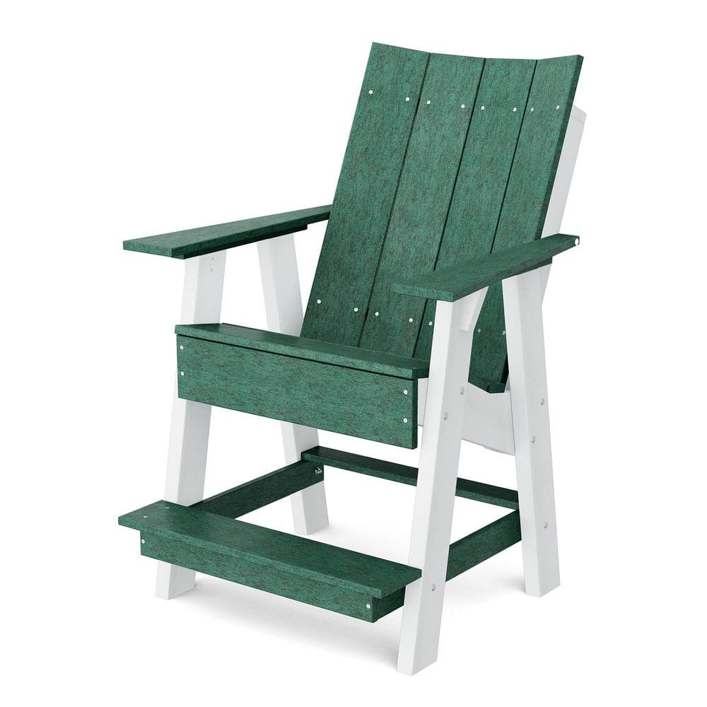 Contemporary Turf Green and White Plastic Outdoor High Adirondack Chair price history on PriceWatchPro