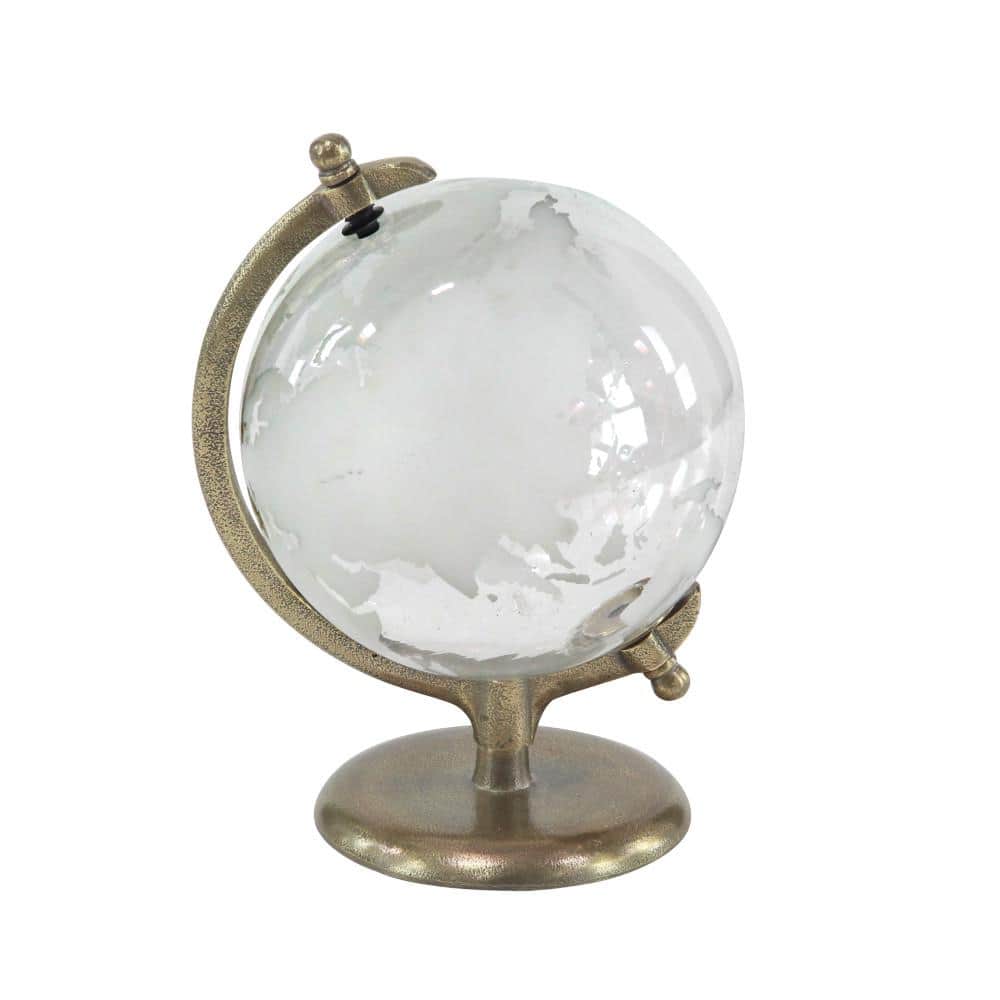 Sleek Concrete & Glass Globe with Aluminum Stand, 12" White