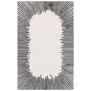 Fifth Avenue Ivory/Black Doormat 3 ft. x 5 ft. Border Geometric Area Rug
