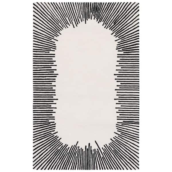 SAFAVIEH Fifth Avenue Ivory/Black 8 ft. x 10 ft. Border Geometric Area Rug