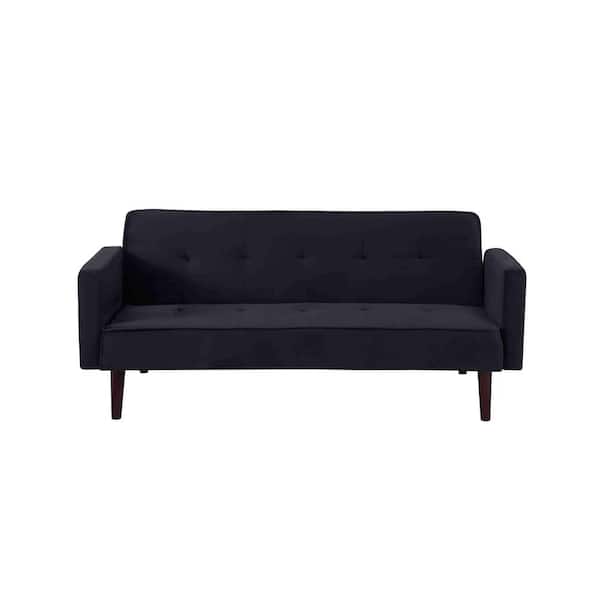 US Pride Furniture Taylor 72 in. W Black 2-Seats Tufted Velvet Sofa Bed Sleeper