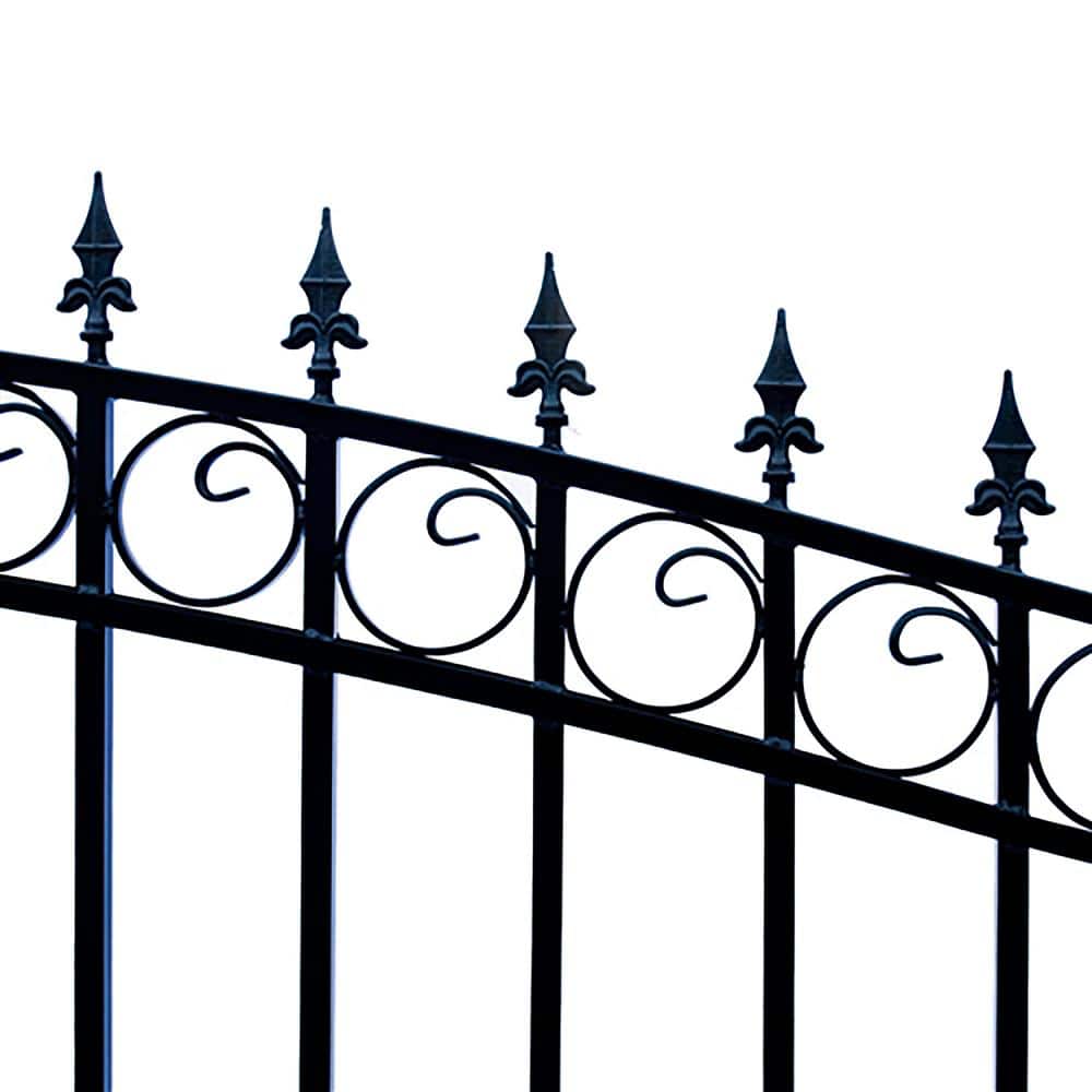 London Style Black Steel Dual Swing Driveway Gate 14 x 6 Feet