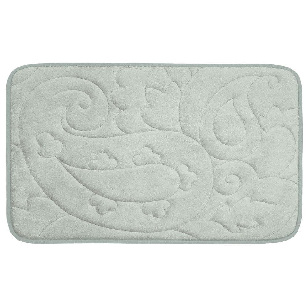 Pelton Light Gray 20 in. x 32 in. Memory Foam Bath Mat