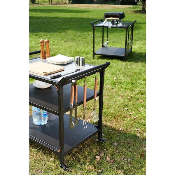 NUUK 32 in. Outdoor Kitchen Grill Cart with Triple Shelves