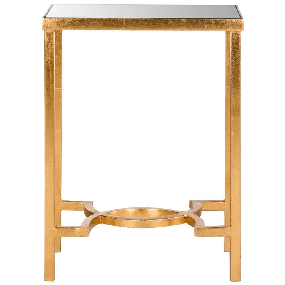 Mita Gold Leaf Mirrored Glass End Table