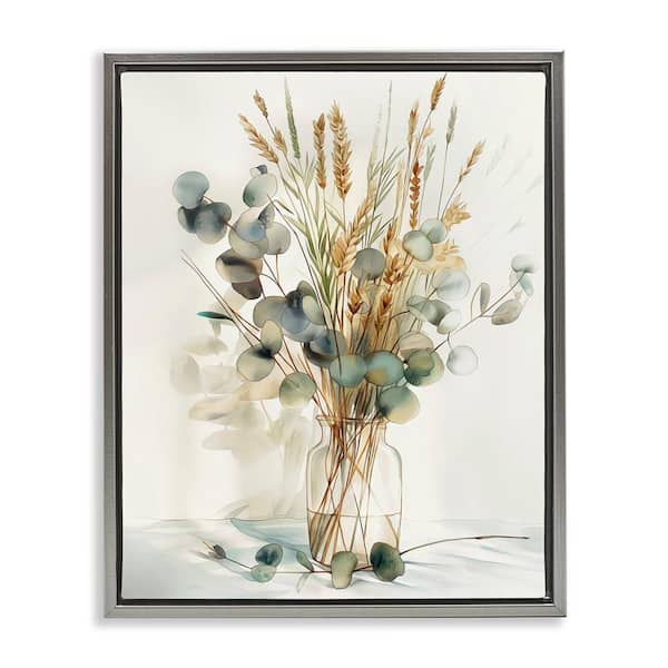 Stupell Industries Gathered Eucalyptus Herbs by Steve Huntziker Gray Floater Frame Nature Graphic Art Print 21 in. x 17 in.