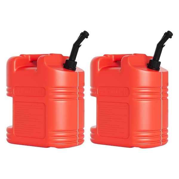 5 Gal. Liquid Container 2-Pack with Auto Shut-Off Spout and View Stripe, Dual Ergonomic Handles for Fuel Storage, Red