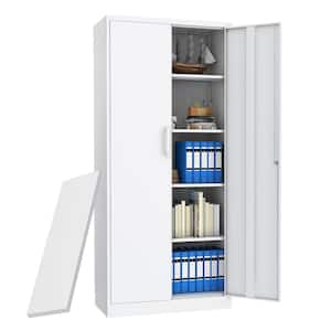 Storage Cabinet 36 in. W x 72 in. H x 18 in. D 4 Shelves Metal Freestanding Cabinet with Adjustable Shelf in White