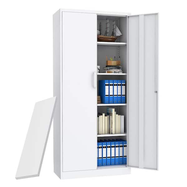 LISSIMO Storage Cabinet 36 in. W x 72 in. H x 18 in. D 4 Shelves Metal Freestanding Cabinet with Adjustable Shelf in White