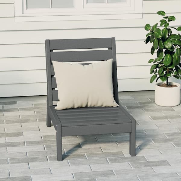 Birchwood Outdoor Patio Deep Seating HDPE Armless Lounge Chair in Gray