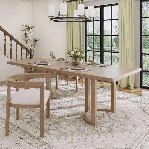 High-End Lines Light Ash Color 95 in. Solid Rubberwood Rectangle Dining Table Seats-8