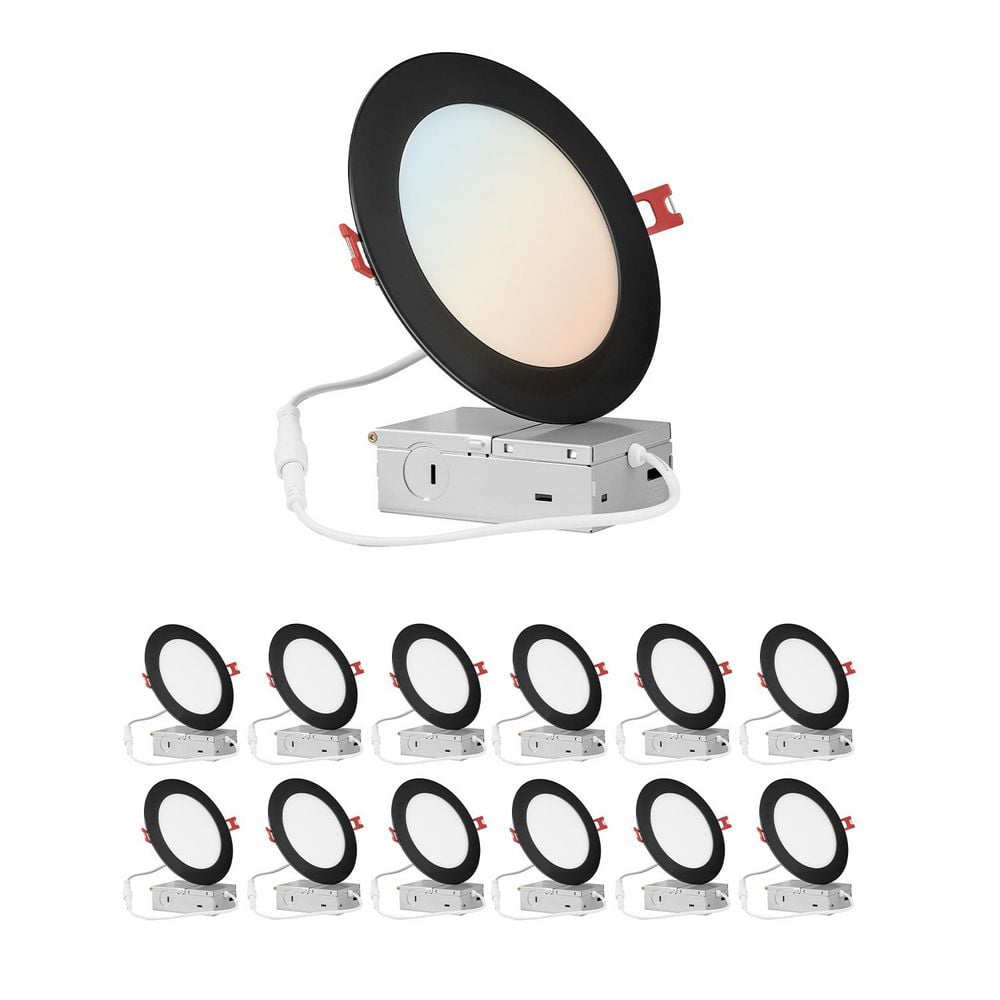12 Pack 6 in. Black Round Wet Rated LED Integrated Canless Recessed Lighting Kit price history on PriceWatchPro