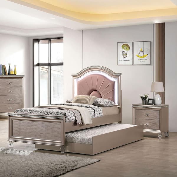 CLEARANCE! Gray Kids Teens Solid Wood 3 Pieces Twin Bedroom Sets,full bed +  nightstand *2