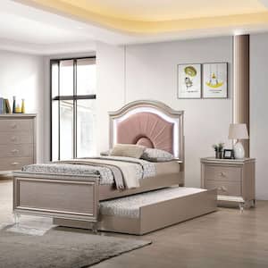 Panella Glam 2-Piece Rose Gold Twin Wood Kids Bedroom Set with Trundle