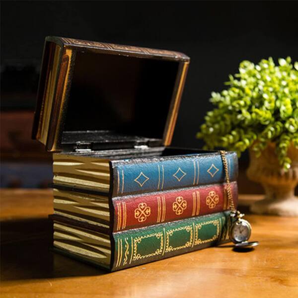 Wooden Antique Book Box Set (2-Pack, Style C)-Vintage Storage
