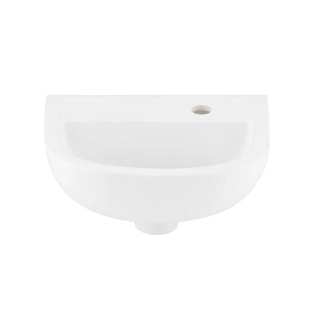 Compact White Ceramic Wall-Mounted Bathroom Sink