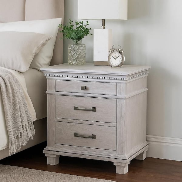 Leyne Gray 3-Drawer 16.5 in. W Nightstand