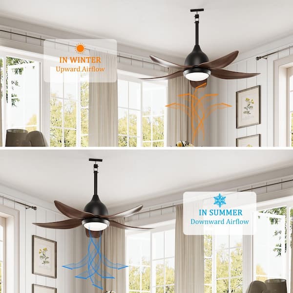 44 in. Indoor/Outdoor Walnut Waterproof LED Gazebo Ceiling Fan with Light and Remote Downrod Farmhouse Plug-In Fandelier