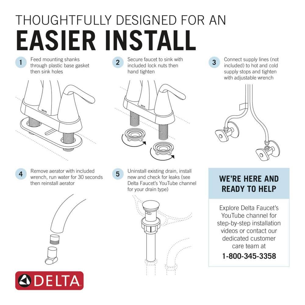Chrome 2-Handle Centerset Bathroom Faucet with Drain Assembly