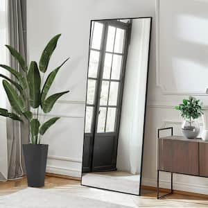 24 in. W x 69 in. H Modern Rectangle Metal Framed Black Full Length Floor Mirror Standing Mirror
