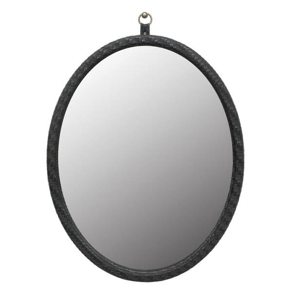 Nestfair Black 24 in. W x 30 in. H Oval Framed Hanging Wall Mirror