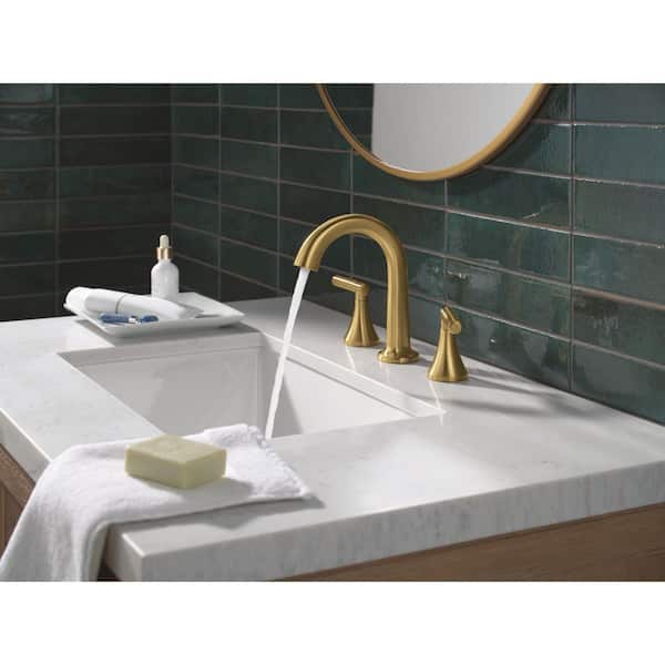 Foundations Design Series Modern 8 in. Widespread Double Handle Bathroom Sink Faucet in Brushed Gold