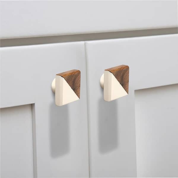 Fusion Half and Half 1-1/3 in. (34 mm) White and Brown Cabinet Knob