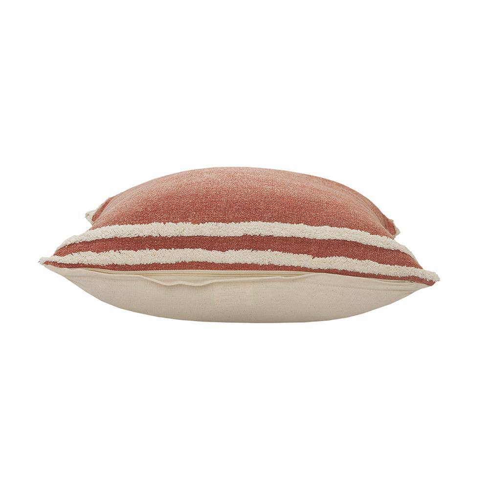 Cinnamon and White Striped Square Throw Pillow, 20" x 20"