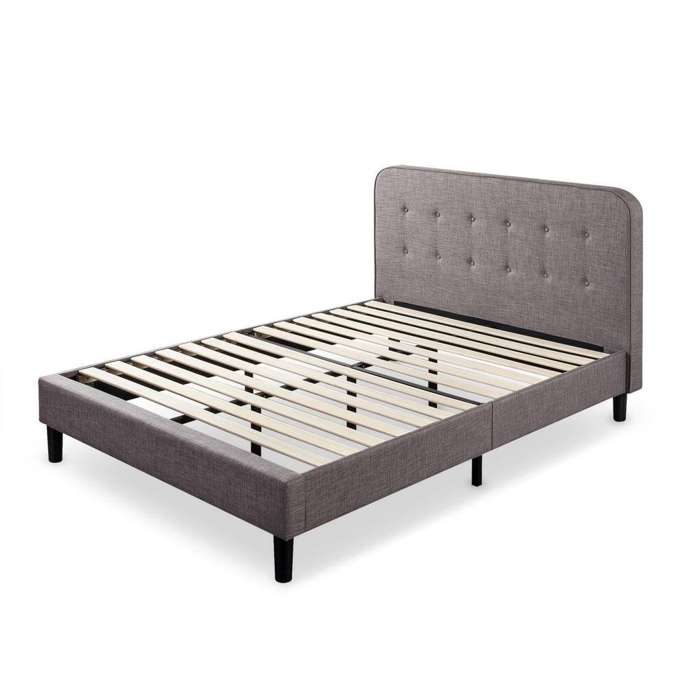 zinus upholstered curved platform bed