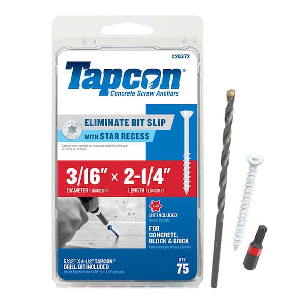 3/16 in. x 2-1/4 in. White Star Flat-Head Concrete Anchors (75-Piece)
