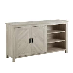 Birch Wood Sideboard with Angled Groove Doors