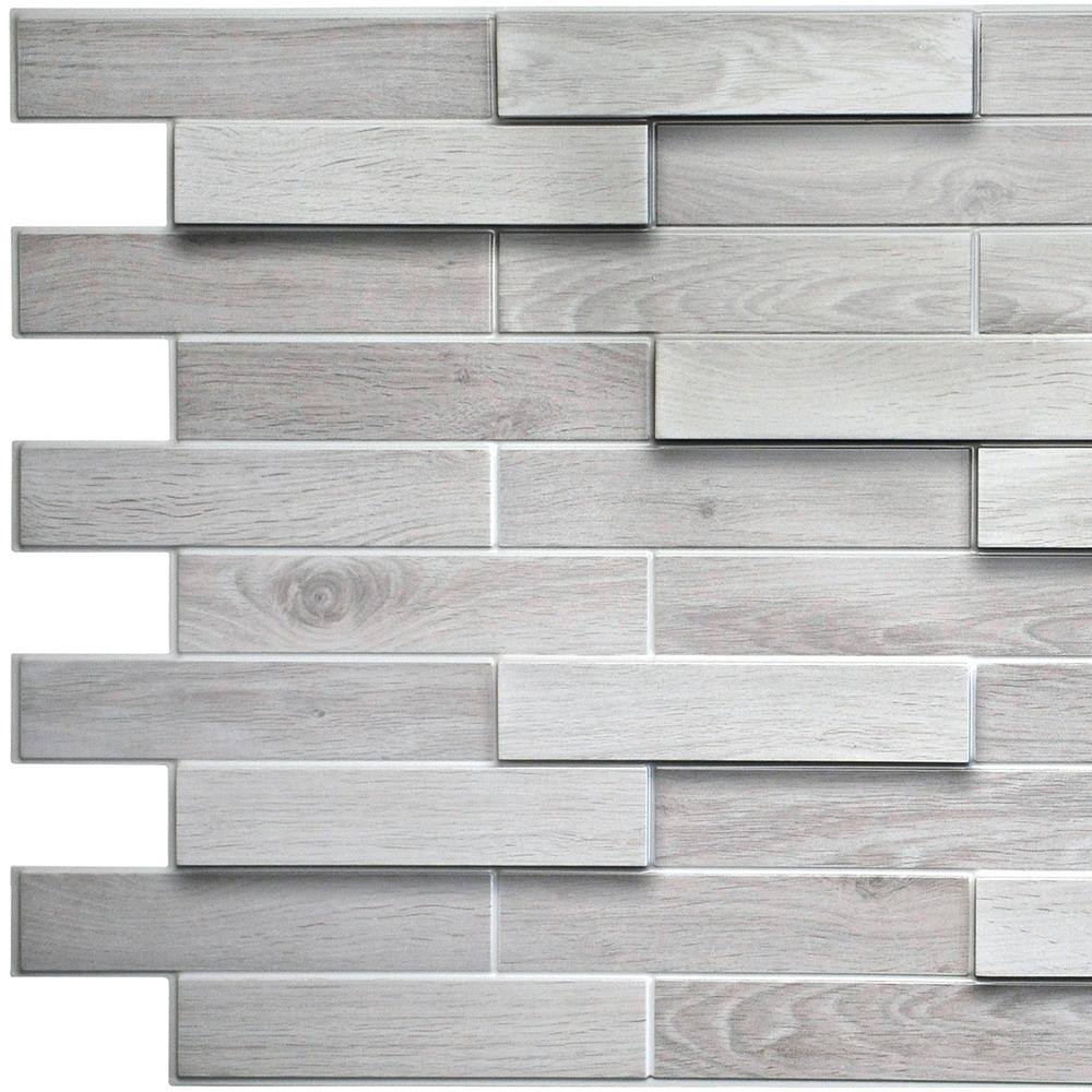 Dundee Deco 3D Falkirk Retro 10/1000 in. x 39 in. x 19 in. White Grey Faux Oak Steps PVC Wall Panel