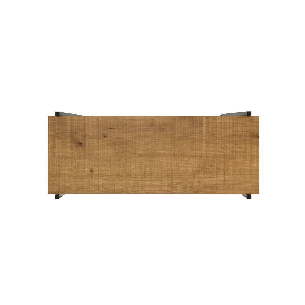 White and Oak Adjustable 3-Shelf Bookcase with Sliding Doors