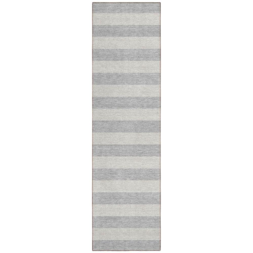 Gray and Ivory 2 ft. x 8 ft. Woven Striped Polyester Runner Indoor/Outdoor Area Rug price history on PriceWatchPro