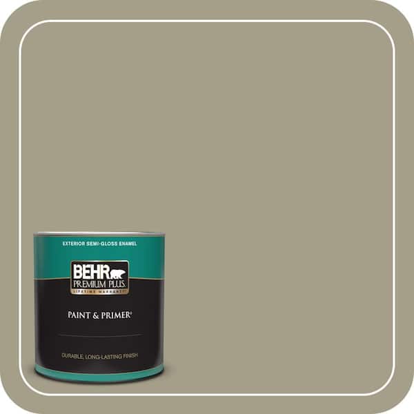 BEHR PREMIUM PLUS 1 qt. #PMD-57 Fossil Stone Semi-Gloss Enamel Exterior Paint & Primer
