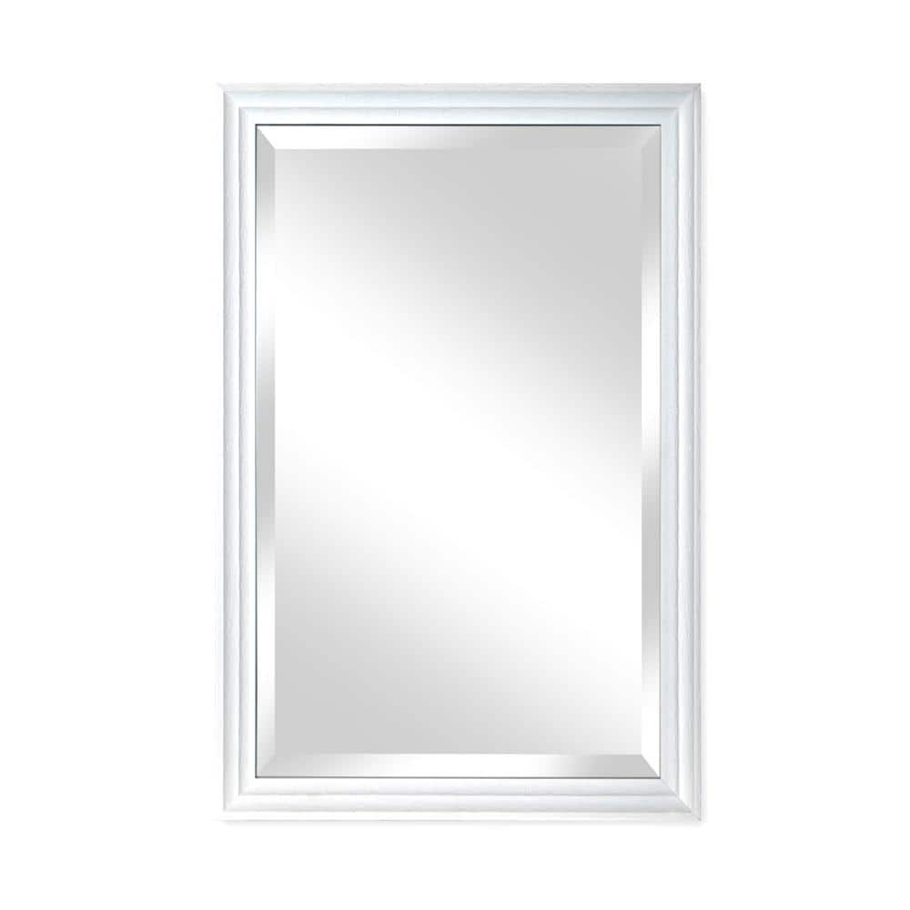 Medium Rectangle Natural White Beveled Glass Casual Mirror (36 in. H x 24 i