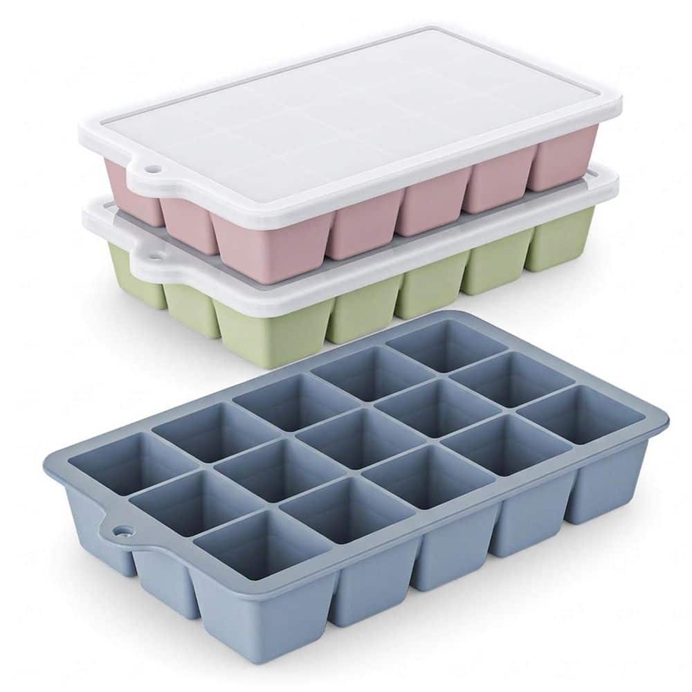 Multi-Colored Square Ice Mold Silicone Ice Cube Tray 3 Pack with Lid Food Grade Easy Release for Kitchen price history on PriceWatchPro