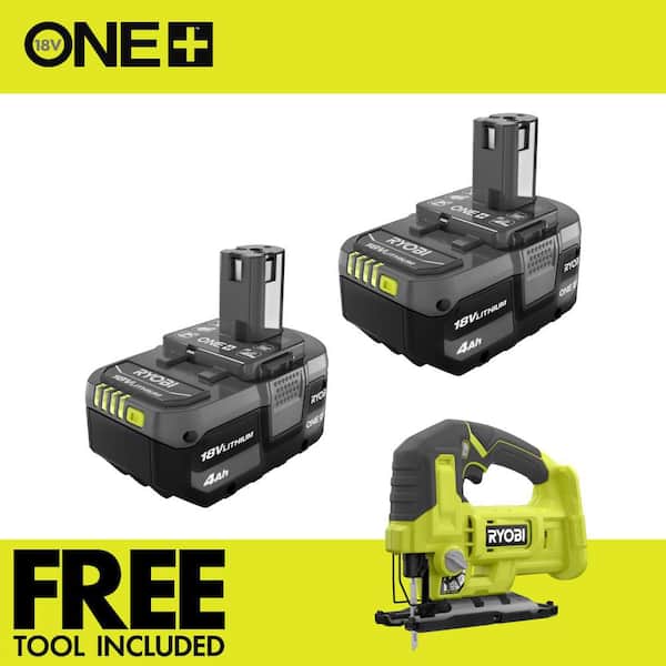 ONE+ 18V Lithium-Ion 4.0 Ah Battery (2-Pack) with FREE 18V ONE+ Cordless Jig Saw