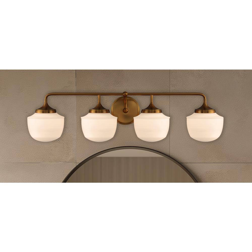 Minka Lavery Cornwell 32 in. 4-Light Aged Brass Vanity Light with
