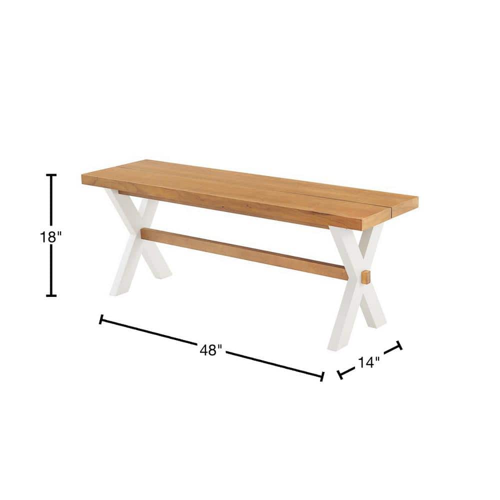 Chelsea 48" Warm Cherry and White Dining Bench with X-Leg Base
