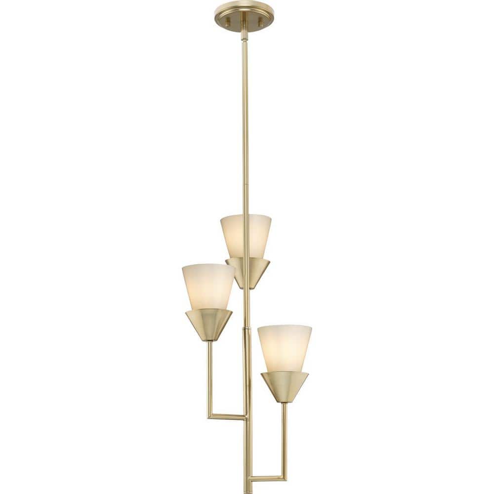 Pinellas Soft Gold 3-Light Pendant with Opal Glass Shades