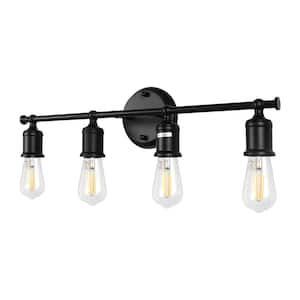 23 in. 4-light Black Industrial Bathroom Vanity Light for Bathroom with No Bulbs Included
