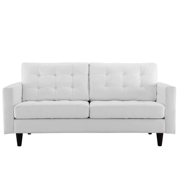 MODWAY Empress 72.5 in. White Leather 2Seater Loveseat with Removable