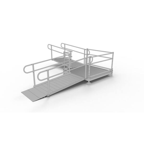 EZ-ACCESS PATHWAY 12 ft. L-Shaped Aluminum Wheelchair Ramp Kit with ...